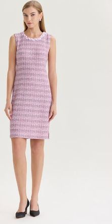 Misook Braided Trim Tweed Knit Sheath Dress in Pink Parfait at Nordstrom, Size Xx-Large