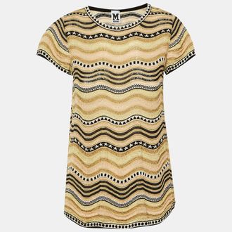 M Missoni Beige Metallic Wavy Knit Top