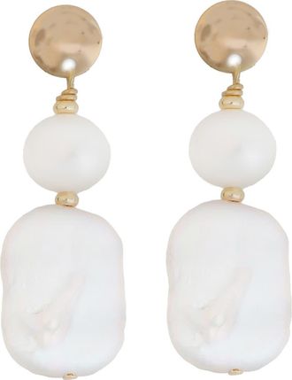 Panacea Genuine Pearl Drop Earrings in White at Nordstrom Rack