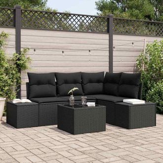 vidaXL Conjunto De Sof&aacute; De Jard&iacute;n 5 Pcs Negro Polirat&aacute;n Vidaxl