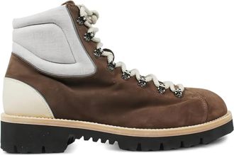 Eleventy lace-up zip boots - men - Calf Leather/Fabric/Calf Leather/Rubber - 42 - Brown