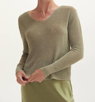 Crescent Joelene Shimmer Sweater Top In Eucalyptus