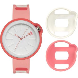 Fila Unisex Volwassen Horloge Filastyle 44 mm WIT & Rood Silicone Hoes Armband Silicone 38-315 - unisex - Horloges - Roze - ONE Size - Accessoires