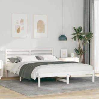 vidaXL Vidaxl - Estructura De Cama Blanco 150 X 200 Cm Madera Maciza De Pino