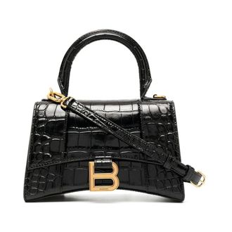 Balenciaga Tassen, Dames, Zwart, ONE Size, Leer, Zwarte tas met krokodilleneffect en handvat