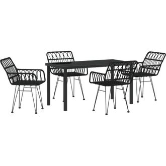 vidaXL Conjunto De Comedor De Jard&iacute;n 5 Pcs Negro Polirat&aacute;n Vidaxl