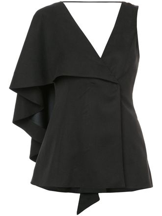 Valery Kovalska asymmetric-sleeve blouse - women - Viscose - M - Black