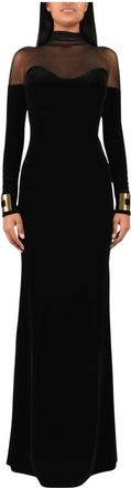 Elisabetta Franchi Abito Red Carpet in velluto e tulle - - Dresses - Donna - Nero - S