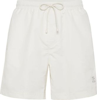 Brunello Cucinelli logo-embroidered swim shorts - men - Polyester - 3XL - White