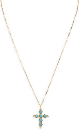 Argento Vivo Turquoise Cross Pendant Necklace in Gold at Nordstrom