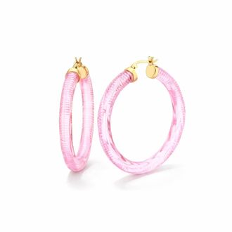 Gold & Honey Womens Instyle Lucite Hoop Earrings In Pink