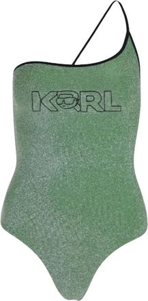 Karl Lagerfeld Ikonik Lurex Badpak - Dames - Badpakken - Groen - L - Polyester - Badmode