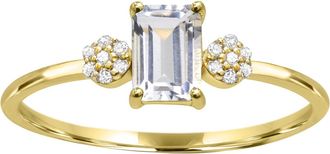 Diamond2Deal 10K Yellow Gold White Topaz and Diamond Engagement Ring ( 0.60Ct)