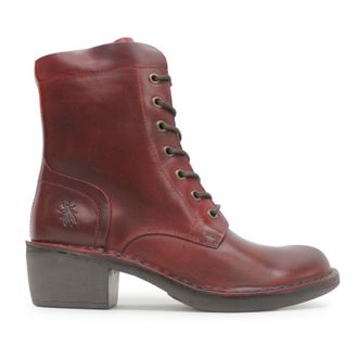 FLY London MILU044FLY Rug Leather Womens Ankle Boots - Red - Size:UK 5