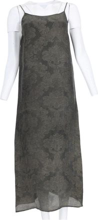 Uma Wang Floral Jacquard Midi Dress with Spaghetti Straps