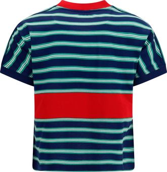 Versace Womens T-Shirt Striped Cotton Ink-Grass Green-White T-Shirts & Jerseys Ink/grass Green/white