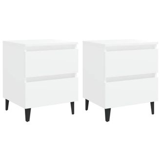 Berkfield Home Bed Cabinets 2 pcs White 40x35x50 cm Engineered Wood | Size: 40 x 35 x 50 cm
