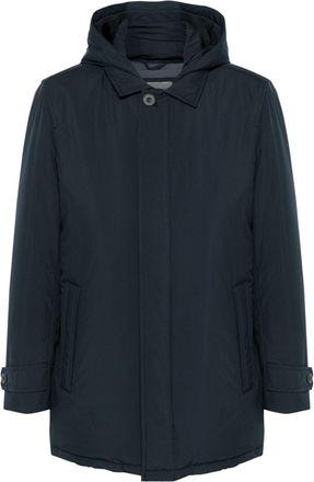 Corneliani hooded jacket - men - Polyester/Polyester/Lamb Skin/Cotton - 50 - Blue