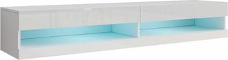 Mirjan24 Mueble Tv Venenou 120, Blanco + Blanco Brillante, N&uacute;mero De Puertas: 2, N&uacute;mero De Cajones: 0, 180x30x40cm, Led