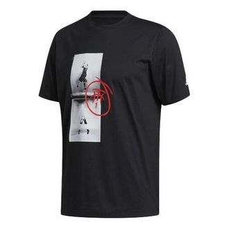 adidas Tmac Logo Basketball Sports Short Sleeve Black GE4108