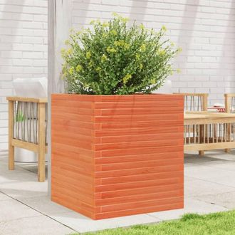 Berkfield Home Beautiful Garden Planter Wax Brown 60x60x68.5 cm Solid Wood Pine