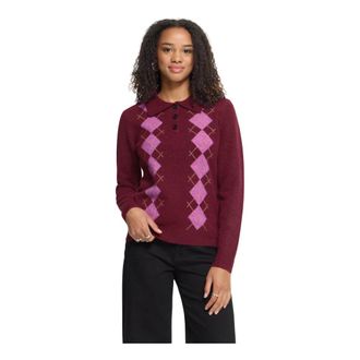 Ichi Ichi - Rhododendron Harlekin - Dames - Truien - Rood - Maat: L