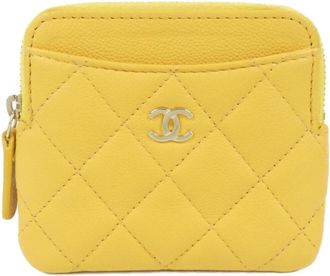 Chanel Yellow Grained Calfskin Coin Purse/Coin Case (Pre-Owned)