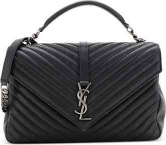 Saint Laurent Classic Monogram grote leren schoudertas - Zwart