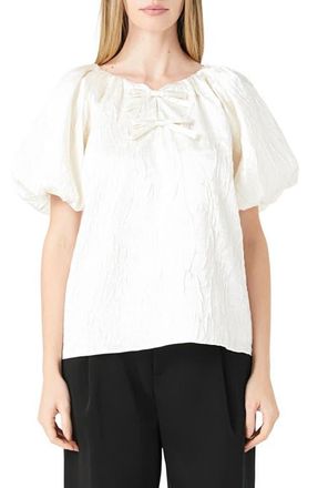 endless rose Crinkle Satin Top in Cream at Nordstrom, Size X-Small