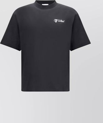 Off-white ribbed crew neck cotton t-shirt