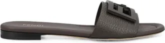 Fendi Baguette Dark Brown Leather Slides