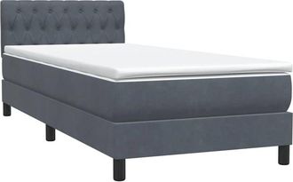 vidaXL Cama Box Spring Con Colch&oacute;n Terciopelo Gris Oscuro 90x220 Cm Vidaxl