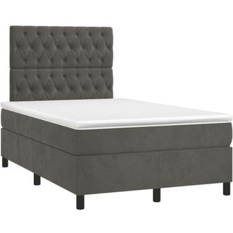vidaXL Vidaxl - Cama Box Spring Colch&oacute;n Y Led Terciopelo Gris Oscuro 120x190 Cm
