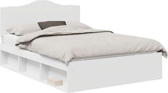 vidaXL Bed Frame with Headboard White 160 x 200 cm Solid Pine Wood vidaXL