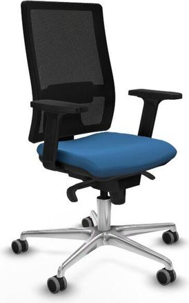 Piqueras y Crespo Piqueras Y Crespo - Horna sincro malla negra similpiel azul claro brazos 2D base aluminio ruedas 65mm engomadas