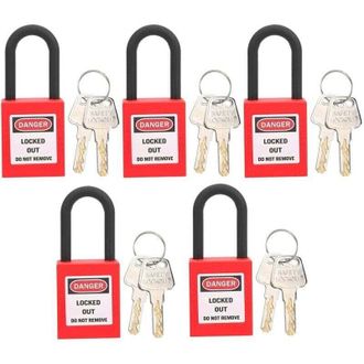 OEM Candado De Seguridad De 38 Mm, Estaciones De Seguridad, 5 Juegos, 2 Llaves/candado, Rojo, Para El Hogar Y Negocios -crezuo