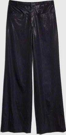 Gucci Pinstripe Chintzed Wool Blend Pants, Size 48, Blue