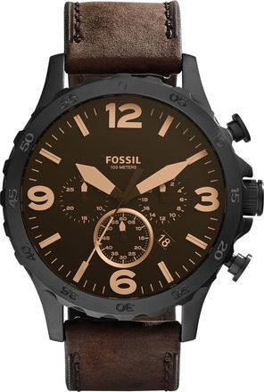Fossil Mens Nate 50mm Chronograph, Black Stainless Steel Watch