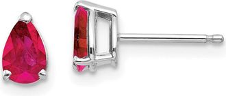 Diamond2Deal 14k White Gold Ruby Earrings