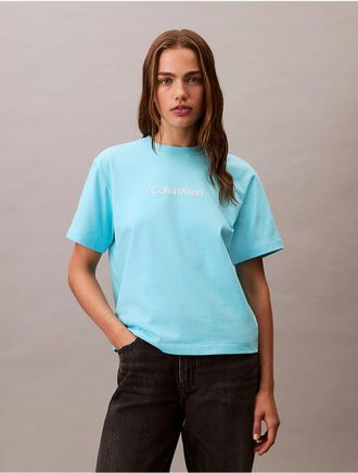 Calvin Klein Jeans Calvin Klein Womens Standard Logo Boxy Fit Crewneck T-Shirt - Blue - XL