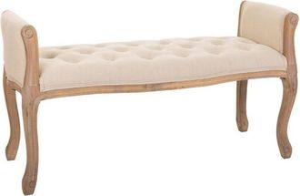 Wanderlust Deco Banqueta de madera color crema 113x48x45/60