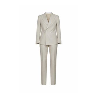 Tagliatore Double Breasted Suits, male, Beige, Size: 3XL Double-Breasted Suit Set