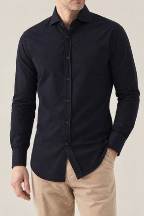 Brunello Cucinelli MenS Black Cotton Long Sleeve Shirt, Size XXL