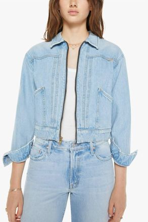 Mother Duo Shorty Cropped Denim Jacket In Pedal Faster