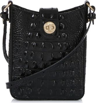 Brahmin Marley Croc Embossed Leather Crossbody Bag in Black at Nordstrom