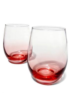 ANNA new york Talianna Set of 2 Ombr&eacute; Stemless Wine Glasses in Pink at Nordstrom