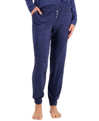 Alfani Womens Essentials Ultra Soft Knit Jogger Pants In Animal Dot
