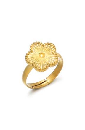 Adornia 18K Gold Plated Flower Adjustable Band Ring at Nordstrom Rack