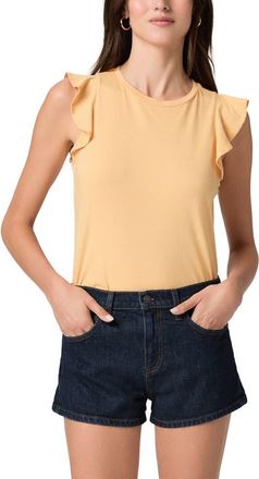 Paige Alaria Flutter Sleeve Pima Cotton Top in Soft Apricot at Nordstrom, Size Xx-Small