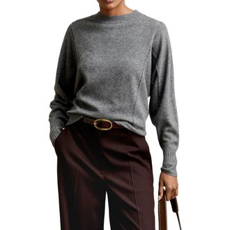 Reiss Suki Wool & Cashmere Blend Crewneck Sweater in Charcoal at Nordstrom, Size Small